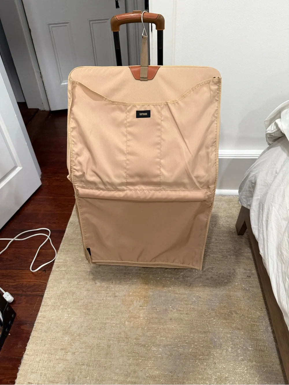 Men's Carry-On Rolling Suitcase in Tweed Gray with Tan Accents